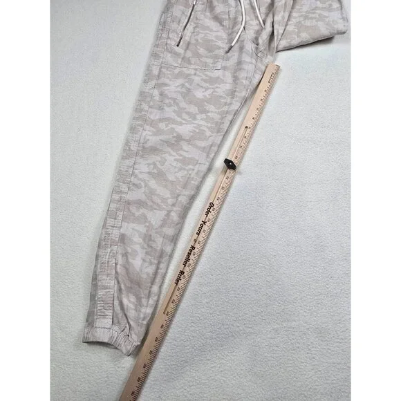 Athleta Cabo Tide 100% Linen Jogger Pants Size 0 Beige Camo Womens Relaxed Fit - Picture 3 of 4